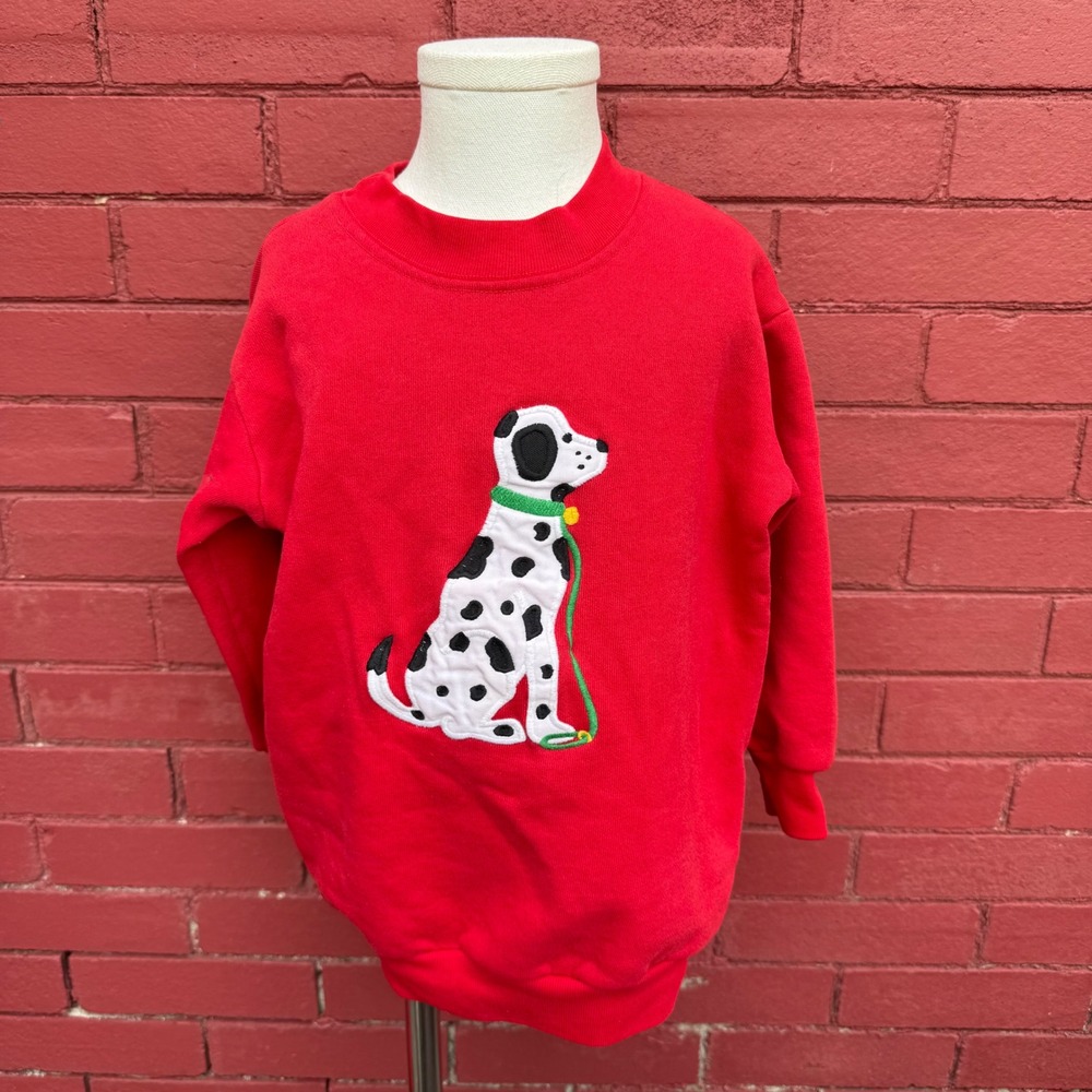 Vtg Kellys Kids Dalmatian Dog Red Sweatshirt Made‎ in USA Kids Size Small